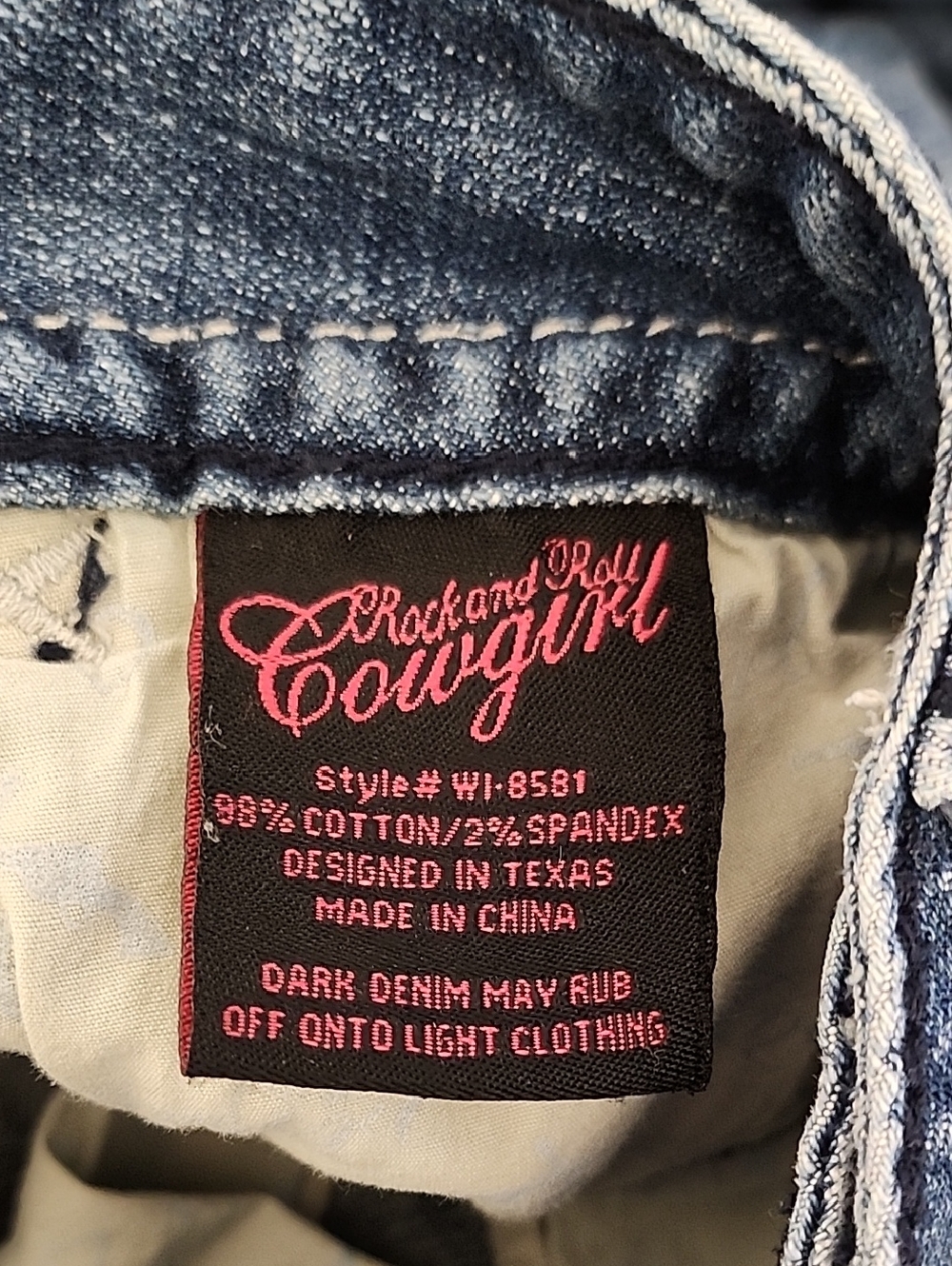 Rock & Roll Cowgirl Y2K Women's Dark Blue Studded Bootcut Jeans Size 27 - Picture 16 of 16